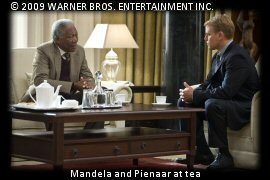 Mandela and Pienaar at tea